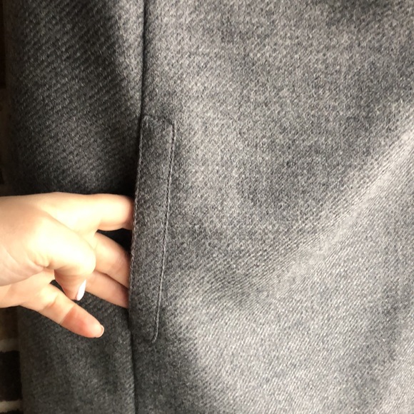 AKRIS PUNTO Gray Wool Dress with pockets & faux leather trim - Picture 2 of 10